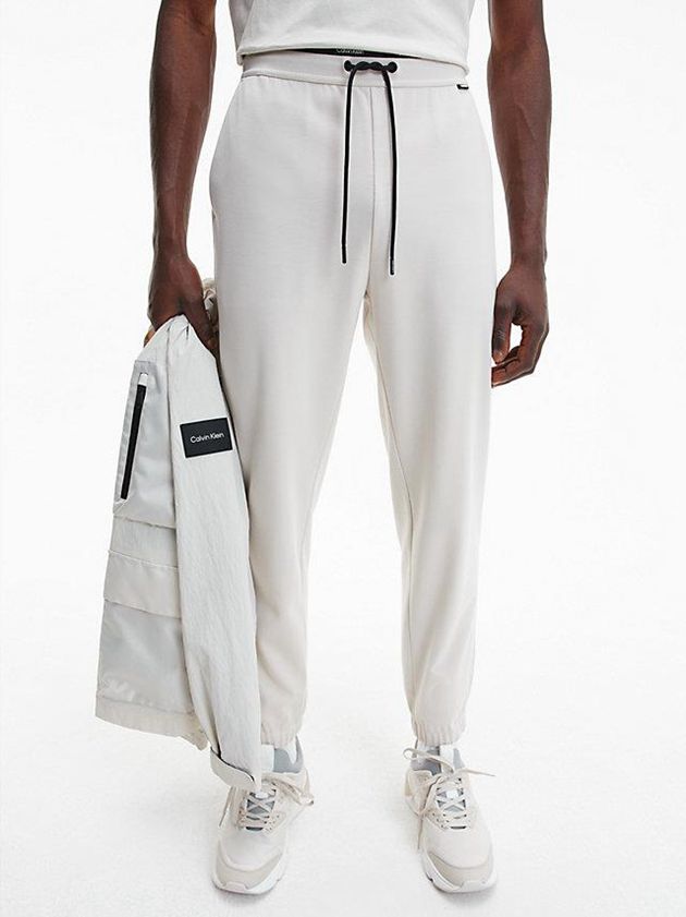 Calvin Klein USA Recycled Milano Jersey Mens Joggers White 1768240-VW